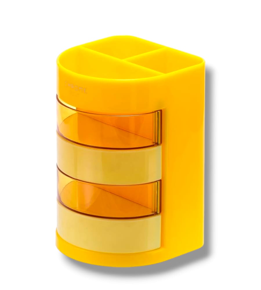 Chrome 6 Compartments Plastic Pen Stand - Round Shape (Random Color) view 2